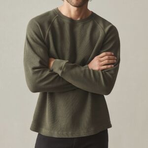 American Giant Men's French Rib Crew Small Olive Green Thermal Sweater Cotton